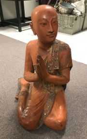Vintage Wood Carved Buddha Statue