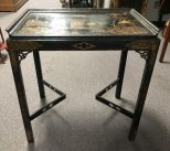 Oriental Black Lacquer Accent Table