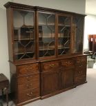 Large Antique English Breakfront China Cabinet