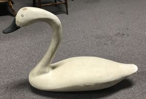 Painted Wood Carved Swan