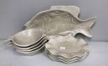 Pottery Fish Platter and Plates