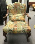 Upholstered Chippendale Style Ball-n-Claw Arm Chair