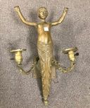 Vintage Art Nouveau Lady Two Arm Wall Sconce