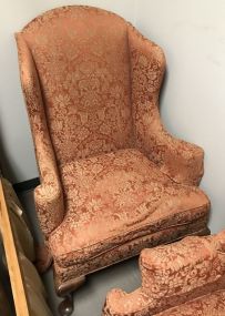 Wing Back Pink Upholstered Arm Chair
