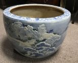 Large Blue & White Oriental Style Planter