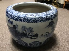Hand Painted Blue & White Oriental Style Planter