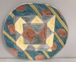 Large Terra Cotta Hand Painted Charger