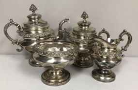 Four Piece Coin Silver Tea Set by J & I Cox & Clark