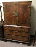 Mid 1800's Chippendale Style Two Piece Cabinet