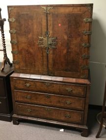 Mid 1800's Chippendale Style Two Piece Cabinet