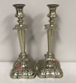 Silver Plated Ornate Candle Holders