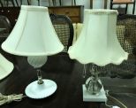 Milk Glass and Glass Prism Lamps