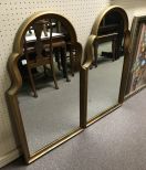 Pair of Gold Color Queen Anne Wall Mirrors