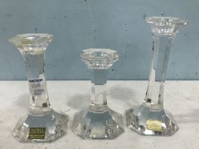 Three Crystal Candle Holders