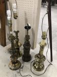 Four Vintage Brass Table Lamps