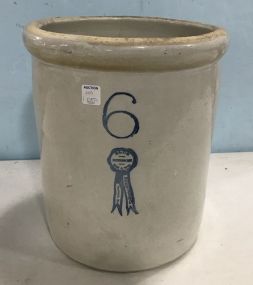 Vintage 6 Gallon Blue Ribbon Brand Stoneware Crock