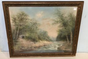 Walter Simmons Hunt River Landscape Watercolor