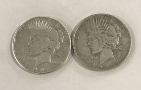 Peace Liberty Silver Dollars 1922