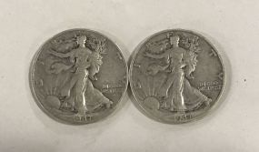 Two Walking Liberty Half Dollar 1947-D