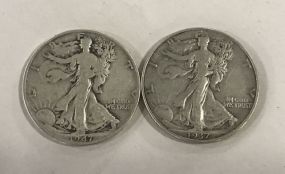 Two Walking Liberty Half Dollar 1947, 1937