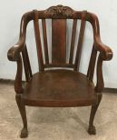 Antique Carved Crest Walnut Gentleman's Chair