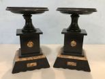 Pair of Neoclassical Black Marble Tazza Candle Stands