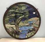 Round Stained Slag Glass Window Panel