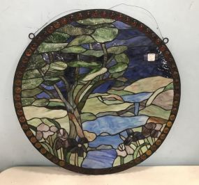 Round Stained Slag Glass Window Panel