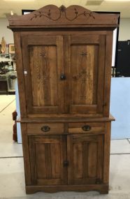 Vintage Oak Two Piece Cabinet