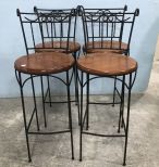 Four Modern Metal Bar Stools