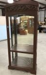 Modern Cherry Finish Glass Showcase