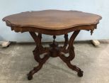 Antique French Style Turtle Top Parlor Table