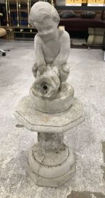 Concrete Water Fountain Child Statue and Concrete Pedestal