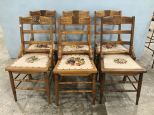 Six Vintage Maple Ladder Back Dinning Chairs