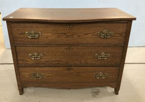 Vintage Three Drawer Oak Chest