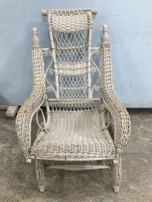 Vintage White Wicker Platform Rocker