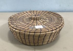 Hand Woven Straw Covered Basket