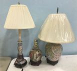 Three Modern Decor Hand Painted Lamps