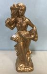 Gold Painted Ceramic Lady Statue
