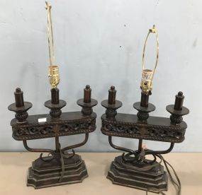Pair of Decorative Ornate Resin Table Lamps