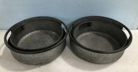 Three New Galvanized Metal Round Buckets