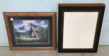 Framed Church Poster and Three Wood Picture Frames