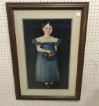 Framed Girl in Dress with Fruit Basket