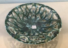 Glazed Colorful Pottery Centerpiece Bowl