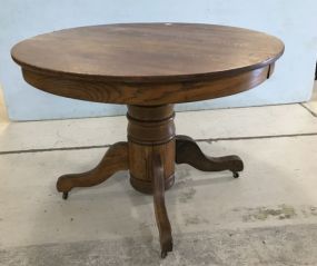 Vintage Round Top Oak Dinning Table