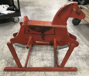 Vintage Red Painted Child's Rocking Horse