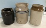 Three Stoneware Crocks