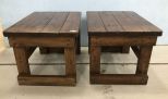 Pair of Primitive Style Hand Made Side Tables