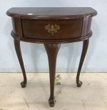 Cherry Finish Small Queen Anne Demi Lune Table