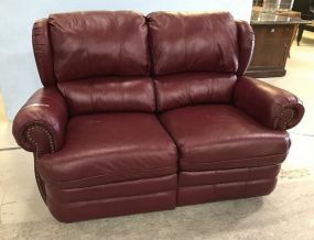 Maroon Vinyl Double Cushion Settee